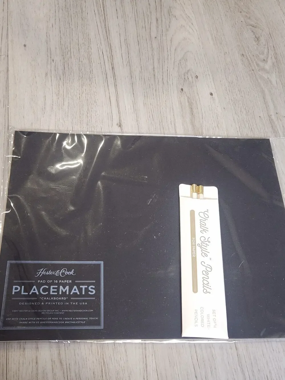 Hester & Cook Chalkboard Paper Placemats 16 Sealed + 2 White Pencils